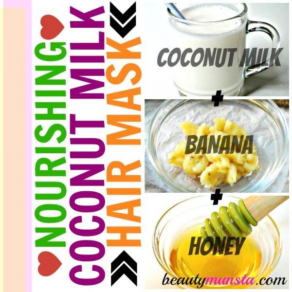 Mặt nạ dưỡng tóc từ sữa dừa này sử dụng chuối và mật ong rất giàu độ ẩm thẩm thấu sẽ giữ cho da đầu của bạn khỏe mạnh và dưỡng ẩm.