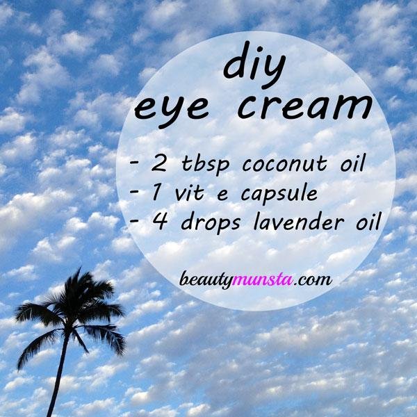 dầu dừa và kem dưỡng mắt vitamin e