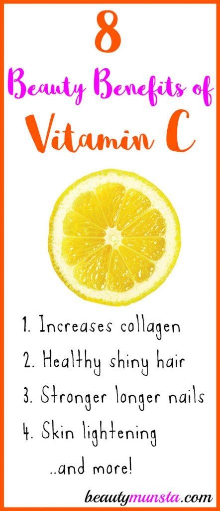 Bạn sẽ ngạc nhiên về lợi ích làm đẹp của vitamin C có thể được hưởng khi tiêu thụ vitamin, cũng như thoa các sản phẩm vitamin C trên da và tóc của bạn.